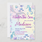 Zeemeermin verjaardagsuitnodiging onder het Zee Kaart (Voorkant)