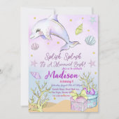 Zeemeermin verjaardagsuitnodiging onder het Zee Kaart (Voorkant)