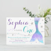 Zeemeermin verjaardagsuitnodiging | Onder het Zee Kaart (Staand voorkant)