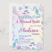 Zeemeermin verjaardagsuitnodiging onder het Zee Kaart (Voorkant)