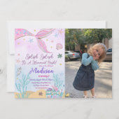 Zeemeermin verjaardagsuitnodiging onder het Zee Kaart (Voorkant)