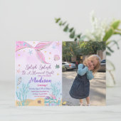 Zeemeermin verjaardagsuitnodiging onder het Zee Kaart (Staand voorkant)