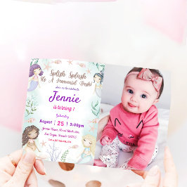 Zeemeermin verjaardagsuitnodiging onder het Zee Kaart