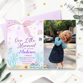 Zeemeermin verjaardagsuitnodiging onder het Zee Kaart