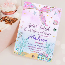 Zeemeermin verjaardagsuitnodiging onder het Zee Kaart