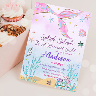 Zeemeermin verjaardagsuitnodiging onder het Zee Kaart