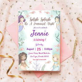 Zeemeermin verjaardagsuitnodiging onder het Zee Kaart