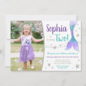 Zeemeermin verjaardagsuitnodiging | Onder het Zee Kaart (Voorkant)