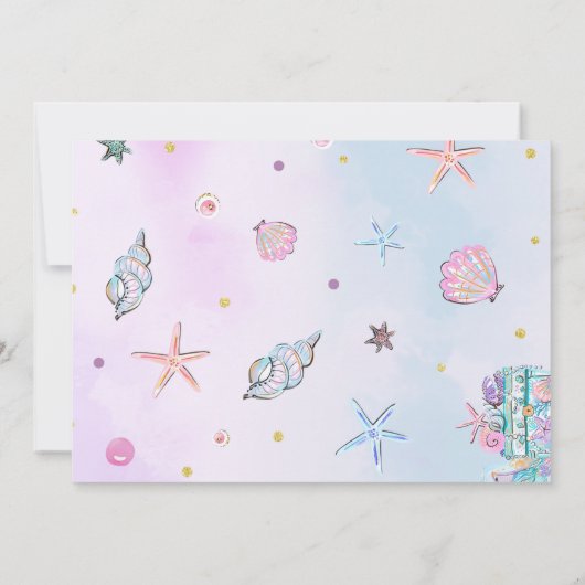 Zeemeermin verjaardagsuitnodiging onder het Zee Kaart (Achterkant)