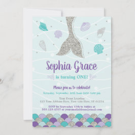 Zeemeermin verjaardagsuitnodiging | Onder het Zee Kaart