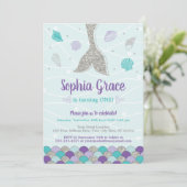 Zeemeermin verjaardagsuitnodiging | Onder het Zee Kaart (Staand voorkant)