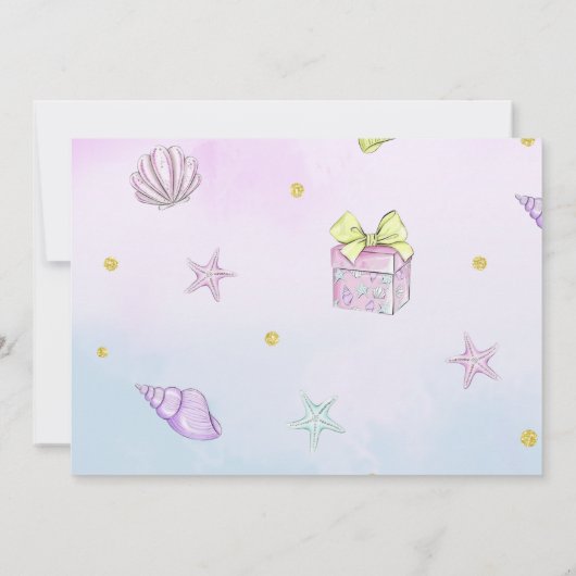 Zeemeermin verjaardagsuitnodiging onder het Zee Kaart (Achterkant)