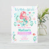 Zeemeermin Verjaardagsuitnodiging / Onder het Zee  Kaart (Staand voorkant)