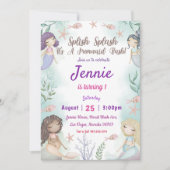 Zeemeermin verjaardagsuitnodiging onder het Zee Kaart (Voorkant)