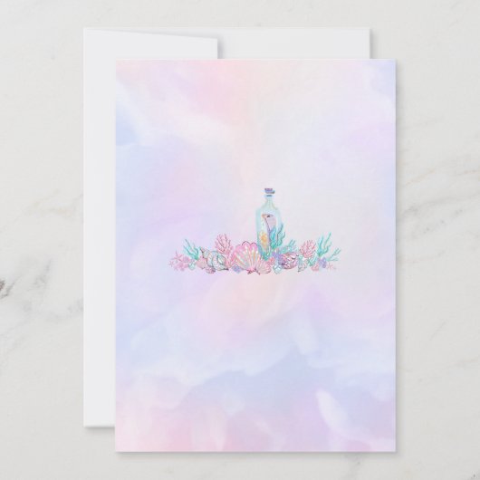 Zeemeermin verjaardagsuitnodiging onder het Zee me Kaart (Achterkant)