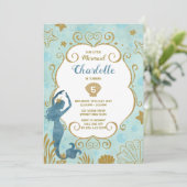 Zeemeermin Verjaardagsuitnodiging Onder Het Zee St Kaart (Staand voorkant)