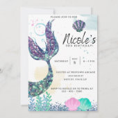 Zeemeermin Verjaardagsuitnodiging Sjabloon Kaart (Achterkant)