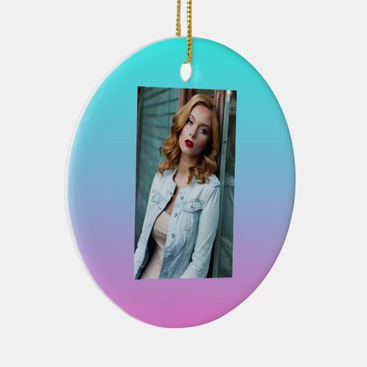 Zeemeermin verloopgradiënt paars roze aqua ombre keramisch ornament (Rechts)