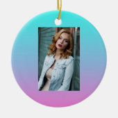 Zeemeermin verloopgradiënt paars roze aqua ombre keramisch ornament (Voorkant)