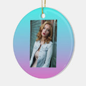 Zeemeermin verloopgradiënt paars roze aqua ombre keramisch ornament (Links)