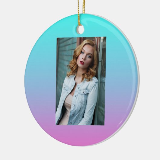 Zeemeermin verloopgradiënt paars roze aqua ombre keramisch ornament (Links)