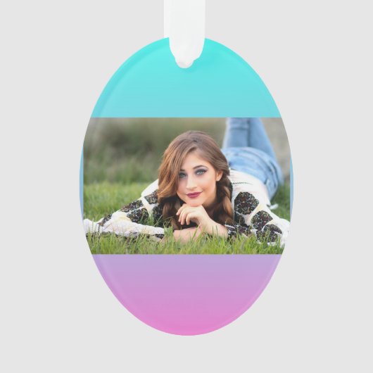 Zeemeermin verloopgradiënt paars roze aqua ombre ornament (voorkant)