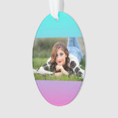 Zeemeermin verloopgradiënt paars roze aqua ombre ornament (voorkant)