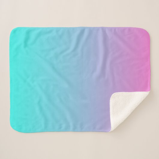 Zeemeermin verloopgradiënt paars roze aqua ombre sherpa deken (Voorkant (horizontaal))