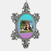 Zeemeermin verloopgradiënt paars roze aqua ombre tin sneeuwvlok ornament (Links)