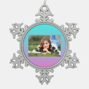 Zeemeermin verloopgradiënt paars roze aqua ombre tin sneeuwvlok ornament