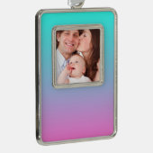 Zeemeermin verloopgradiënt paars roze aqua ombre verzilverd omlijst ornament (Rechts)