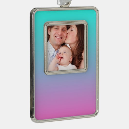 Zeemeermin verloopgradiënt paars roze aqua ombre verzilverd omlijst ornament (Rechts)