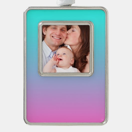 Zeemeermin verloopgradiënt paars roze aqua ombre verzilverd omlijst ornament (Voorkant)