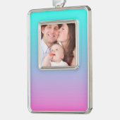 Zeemeermin verloopgradiënt paars roze aqua ombre verzilverd omlijst ornament (Links)