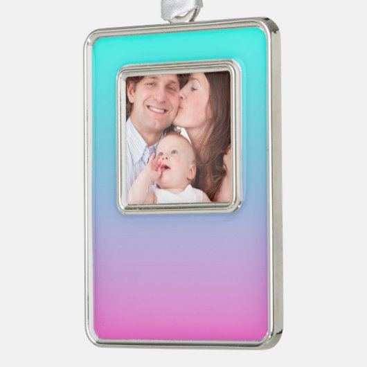 Zeemeermin verloopgradiënt paars roze aqua ombre verzilverd omlijst ornament (Links)