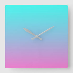Zeemeermin verloopgradiënt paars roze aqua ombre vierkante klok