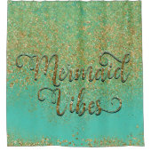 Zeemeermin Vibes Cascading Gold Glitter Blauwgroen Douchegordijn (Voorkant)