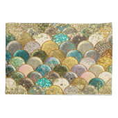 Zeemeermin Vibes Cascading Gold Glitter Blauwgroen Kussensloop (Achterkant)