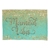 Zeemeermin Vibes Cascading Gold Glitter Blauwgroen Kussensloop (Voorkant)