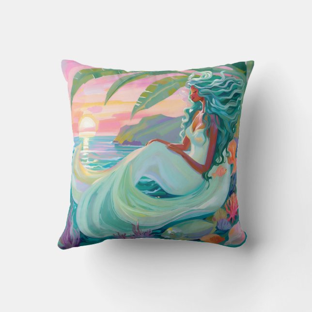 Zeemeermin vierkant kussen (Achterkant)