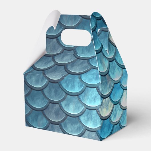 Zeemeermin visschaaltjes Turquoise Gable Favor Box Bedankdoosjes (Achterkant)