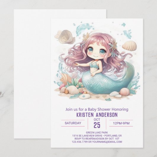 Zeemeermin vraagt zich af hoe je Baby shower kunt  Kaart (Voorkant / Achterkant)