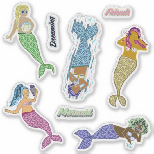 Zeemeermin Vrienden Sticker Blad - Lichaam Positiv (Voorkant)