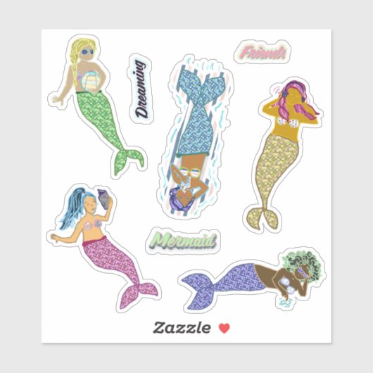Zeemeermin Vrienden Sticker Blad - Lichaam Positiv (Vel)