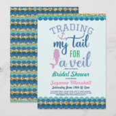 Zeemeermin Vrijgezellenfeest Nodig Gouden Glitter Kaart (Voorkant / Achterkant)