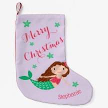 Zeemeermin Vrolijk Kerstmis Gepersonaliseerd Paars