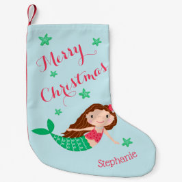 Zeemeermin Vrolijk Kerstmis Persoonlijke Aqua Kleine Kerstsok