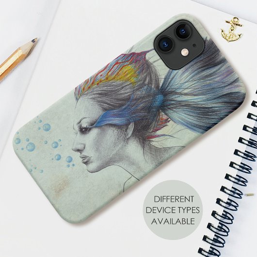 Zeemeermin Vrouw Fantasie Surreal Art Tekening Case-Mate iPhone Case
