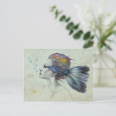 Zeemeermin Vrouw Surreal Art Fantasy Tekening Briefkaart (Staand voorkant)