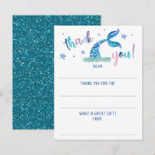 Zeemeermin Vul de lege glitter bedankkaart Notitiekaartje (Voorkant / Achterkant)